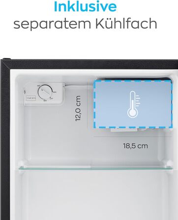 Міні-барний холодильник HEINRICHS 45 л компактний, тихий 39 дБ, з відсіком для охолодження, для офісу та вулиці (чорний)