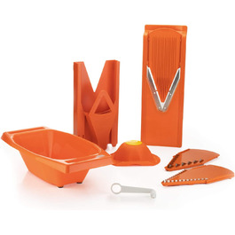 Набір овочерізок Brner V3 (7 шт.) - V-подібна слайсерка піддон для крапель підставка для фруктів - набір кухонних слайсерів (помаранчевий)
