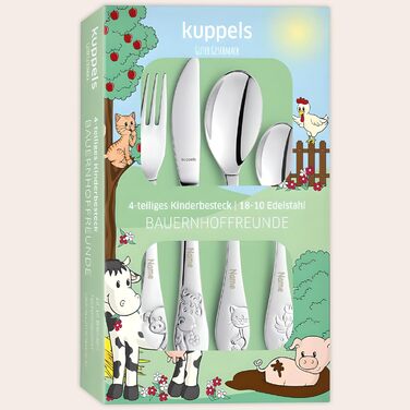 Дитячий набір посуду Kinderbesteck з гравіюванням імені, від 3 років, подарунок на хрещення/день народження, посуд для дітей, фермерський стиль