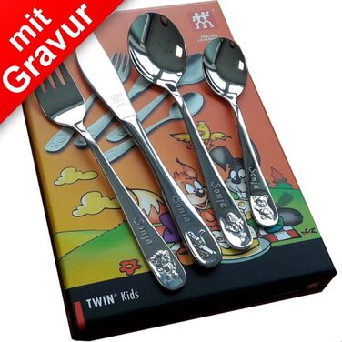 Дитячий набір столових приборів Zwilling Bino (4 шт.) з гравіюванням 