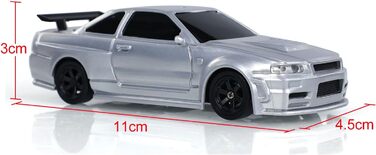 RC Автомобіль 1/43 Масштаб Готовий до Гонок Дрифт 4WD Радіокерування Зі Світловою Системою Сірий