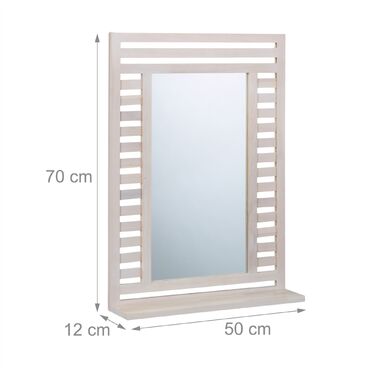 Дзеркало для ванної кімнати Relaxdays з поличкою у вінтажному білому кольорі