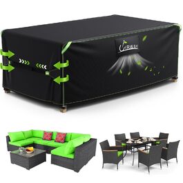 Водонепроникний чохол для садово-патіо меблів UIRWAY 420D Oxford, 170x94x70 см, з вентиляційними отворами та світловідбиваючими смугами