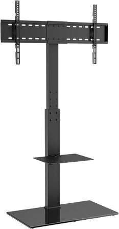 Стійка для телевізора VEVOR поворотна підлогова 32-85 дюймів, регульована по висоті, з міцною скляною основою, чорна