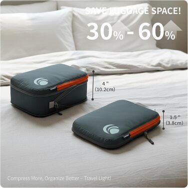 Набір компресійних органайзерів для одягу Cipway для подорожей, вакуумні пакувальні куби для валізи та рюкзака, сірий, 5 шт.