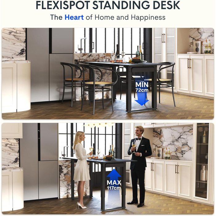 Регульований стіл FLEXISPOT 180x80 см, 4 ніжки, 2 мотори, LED-дисплей, пам'ять, для офісу, конференцій, їдальні, білий