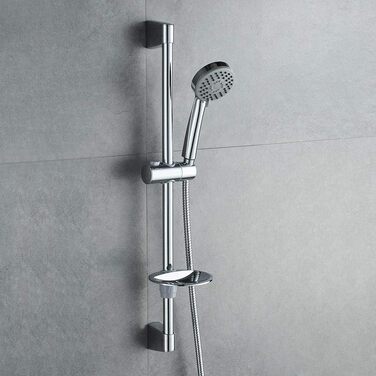 Набір душових штанг з ручним душем, шлангом, душовим набором з мильницею срібло, 20904 -