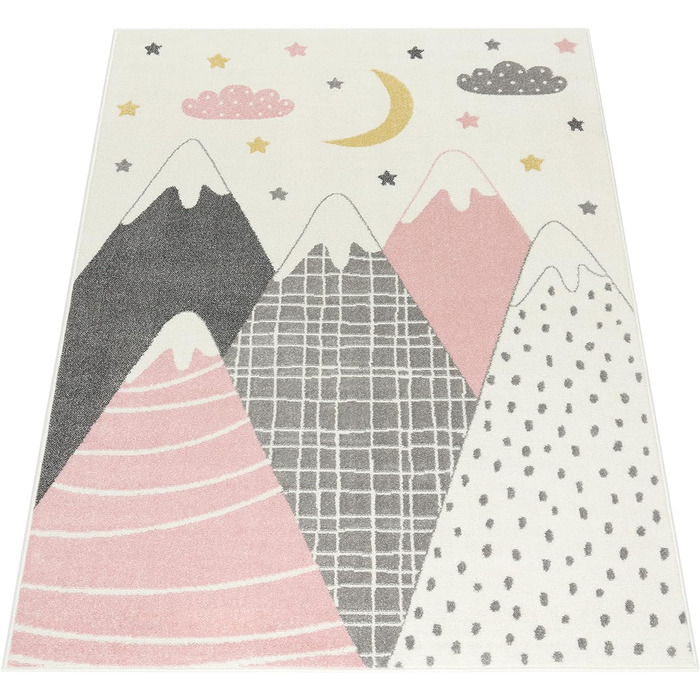 Дитяча кімната Дитячий килимок Ігровий килимок Хлопчик Дівчатка Короткий ворс Сучасні гори Зірки Хмари Рожевий, Розмір (120 см Круглий)