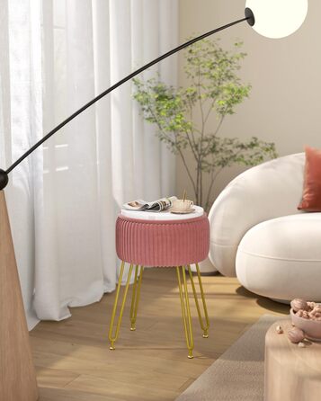 Пуф з відділенням для зберігання IBUYKE, рожевий, з металевими ніжками, знімний чохол