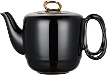 Порцеляновий чайник з ситовою вставкою, керамічний чайний сервіз з спіральною ручкою для розсипного чаю, 1000 мл, розкішна золота обробка, чорний Gl