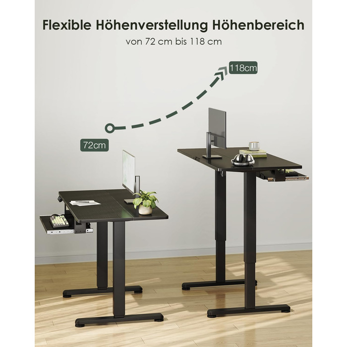 Електричний стіл OffiGo, 100x50 см, з підставкою для клавіатури, 3 режими пам'яті, для роботи та навчання, білий