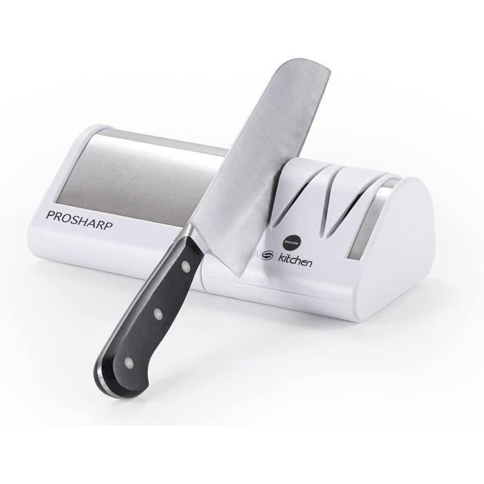 Професійний електричний точило для ножів Macom Just Kitchen 827 Prosharp, нержавіюча сталь, білий та сталевий колір