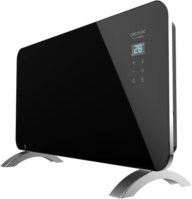 Конвектор Cecotec Ready Warm 6750 Crystal Connection з глянсовою панеллю, 2000 Вт, WiFi, термостат, таймер, підставка, для ванної кімнати (IP24), тихий, білий (чорний, 1500 Вт)