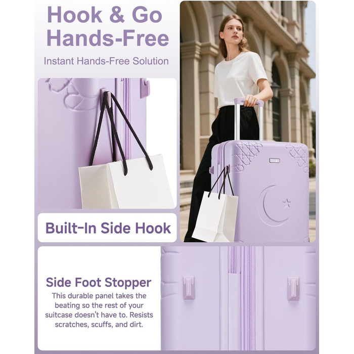 Набір валіз Sea Choice 3 шт. з жорстким корпусом, розширюваний, з TSA замком (фіолетовий)