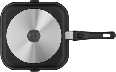 Сковорода-гриль WMF 27x27 см з виливом, алюмінієва з антипригарним покриттям, для стейків та хрусткої смаження, квадратна, з пластиковим ручками, не для індукційних плит