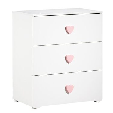 Комод для пеленання Baby Price New Basic з 3 шухлядами, з ручкою-кулькою, білий, Cœur Rose