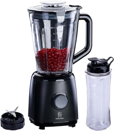 Стаціонарний блендер Stanley Rogers 500W з скляним глечиком 1л, 4-лопатева система + насадка для змішування, 2 швидкості