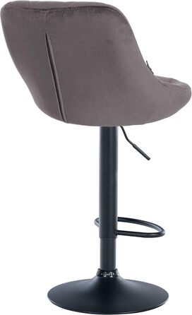 Набір з 2 барних стільців Lazio з велюровим сидінням, поворотні, з підніжкою, регульована висота, металевий каркас (білий/чорний/сірий)