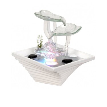 Внутрішній фонтан з кераміки та скла, декор для медитації, чаша Zen, подарунок, 20x23x23 см, Salt Range Pakistan Zen'light (Flower)