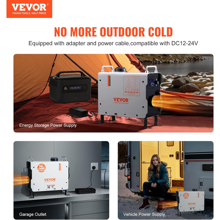 Дизельний обігрівач VEVOR 8 кВт 12/24 В з пультом керування та LCD-дисплеєм, 4,5 л бак, для вантажівок та автодому