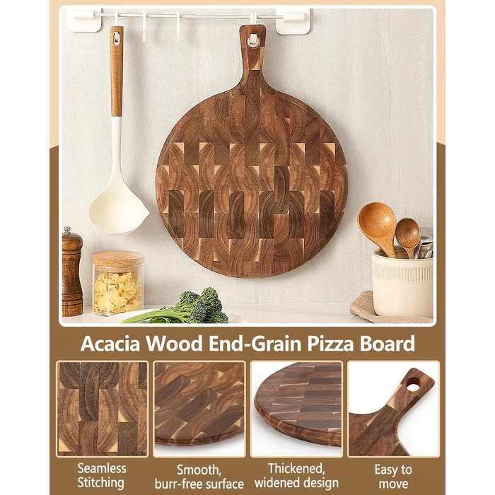 Нейлонове обробне дошка XINZUO Hirnholz (35x25x2.6cm) з антиковзкими ніжками, ручкою та жолобом для соку. Кухонна дошка з акації (42,5*32*1,9cm)