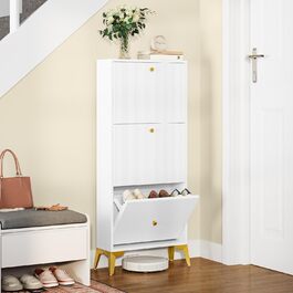 Шафа для взуття YITAHOME з 3 висувними ящиками, біла, вузька, з металевими ніжками, 20x50x118.5 см