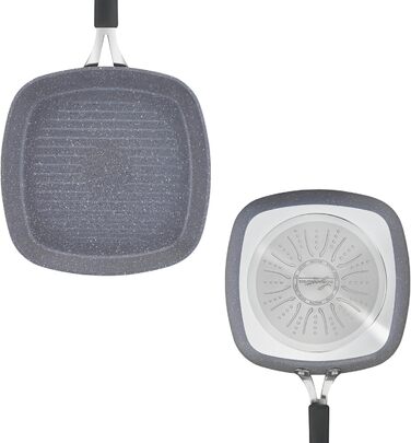 Гриль-пательня Lagostina Tempra Mineral з антипригарним покриттям, 26 см, сталь/алюміній, силіконовий ручка, ефект каменю, для всіх типів плит