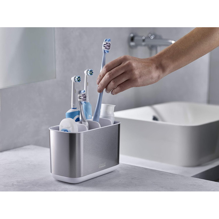 Тримач зубної щітки Пластиковий нековзний нижній тримач зубної щітки для стільниці раковини у ванній кімнаті (кедді, великий, з нержавіючої сталі)