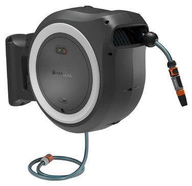 Gardena PowerRoll XXL Solo: Автоматичний шланг на котушці з акумулятором, 40м, білий, UV-стійкий, для саду