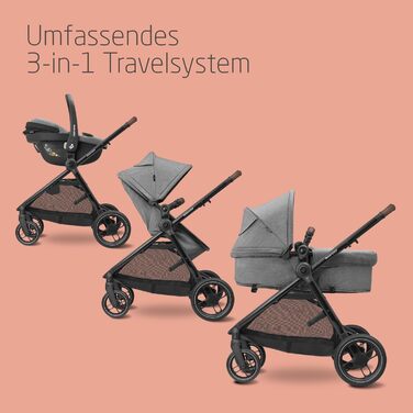 Дитяча коляска 3 в 1 Maxi-Cosi Zelia S Trio Grey з автокріслом CabrioFix S i-Size, 0-4 роки, до 22 кг, компактна, складна, з аксесуарами та пеленальною сумкою