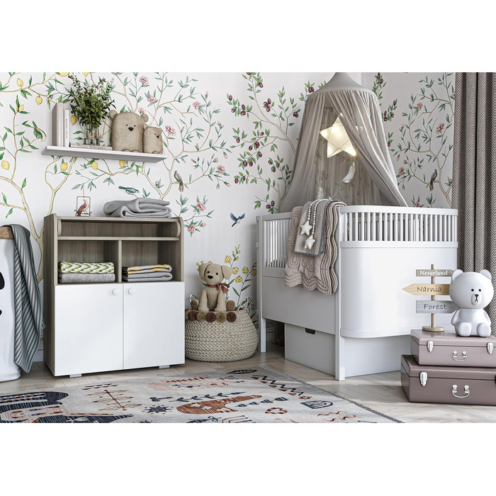 Комод для дитячої кімнати Shefa Wickelkommode 700 Teddy, білий - сучасний комод для дитячої, 47 x 70 x 86 см, білий, Teddy (Ulme)