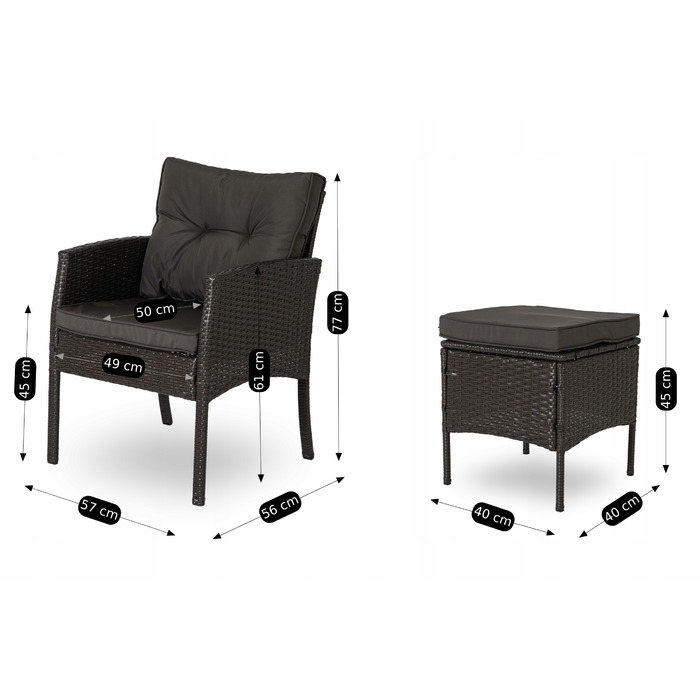 Комплект садових меблів із техноротанга MEBEL ELITE, чорний, 6 предметів