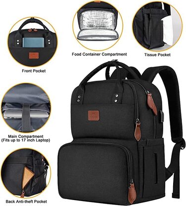 Рюкзак для пікніка MATEIN з USB-портом 17" чорний