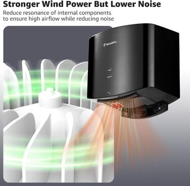 Електричний автоматичний сушар для рук Modunful, настінний, 1200W, чорний