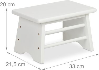 Підставка для ніг Relaxdays з бамбука, до 100 кг, стійкий приставний стільчик, 20 x 33 x 21,5 см, дитячий стільчик для ванної, білий