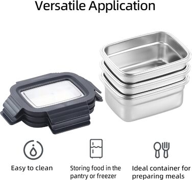 Набір контейнерів для їжі Misichao з нержавіючої сталі (3 шт x 600 мл) - герметичні, для кухні та обіду