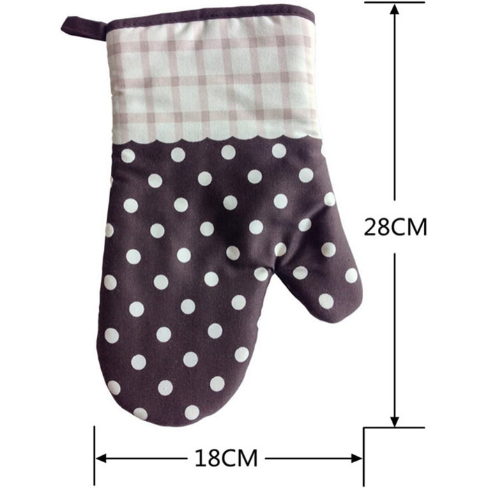 Термостійкі рукавички для духовки потовщені термостійкі рукавички для духовки рукавиці для випічки, бавовна, (коричневі точки, 1 пара)