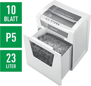 Шредер Leitz IQ Office P5 Mikroschnitt: 10 листів, для офісу, білий