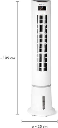 Баштовий вентилятор/колонний вентилятор/повітроохолоджувач Tecvance з ефектом повітряного охолодження та дистанційним керуванням 3 налаштування швидкості Перемикається функція коливань 80 LC-дисплей Сертифікація GS