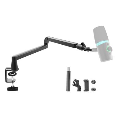 Мікрофонний стійкий кронштейн з металевим тримачем 15 см, для подкастів, стрімінгу, геймінгу (чорний)