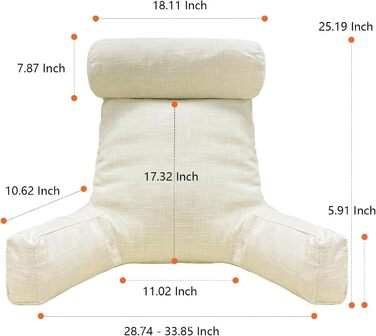 Ортопедична подушка для сну HONEHO з валиками для підтримки шиї, бежева