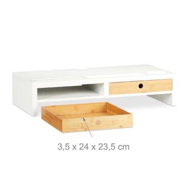 Підставка для монітора Relaxdays білого кольору з висувними ящиками