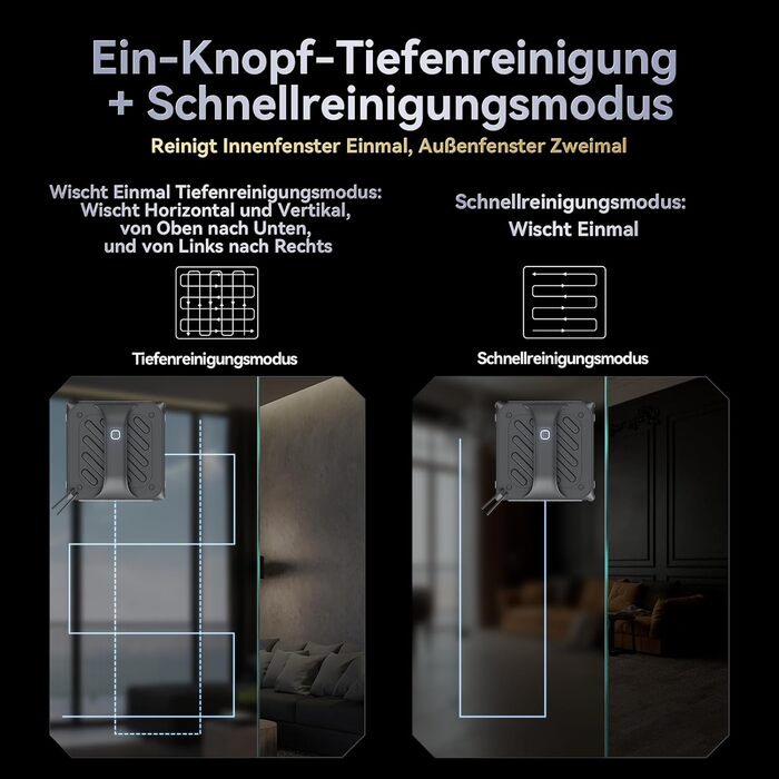 Робот для миття вікон з 6 водяними форсунками, потужністю всмоктування 8000 Па та технологією розпізнавання країв. Підходить для внутрішніх та зовнішніх вікон. В комплекті бак для води 100 мл для ефективного очищення та точного планування. YW758