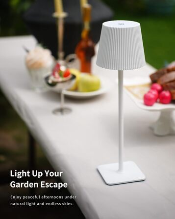 Стійка LED лампа LuminexDesigns бездротова з акумулятором 5200mAh, диммування, IP54, для дому та саду, 3000K/4500K/6000K, білий