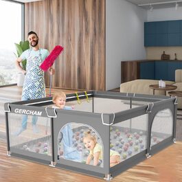 Дитячий ігровий центр/манеж Laufstall, 120x120 см, з ігровою килимком, складний, сітчасті бортики, з фіксаторами (сірий)