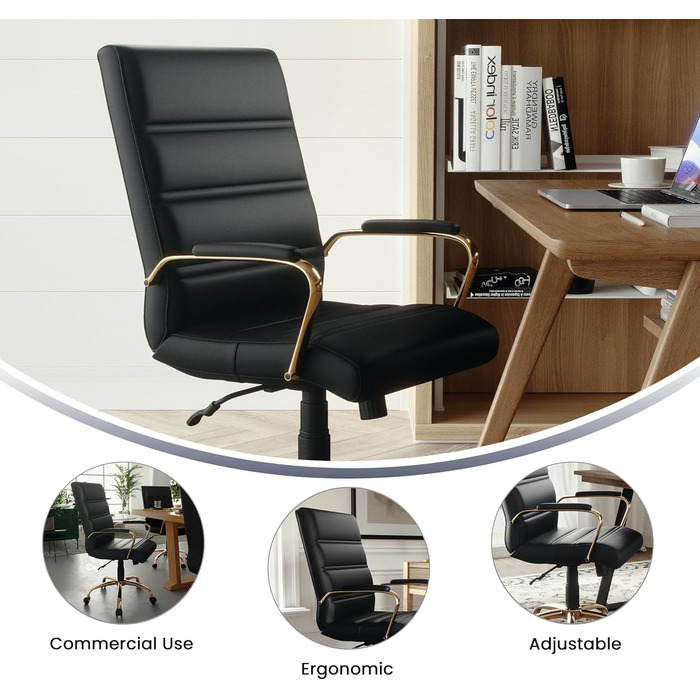 Офісний крісло Flash Furniture - крісло для шефа, біле шкіряне, з червоно-золотим каркасом, 61x58,5x103,5 см