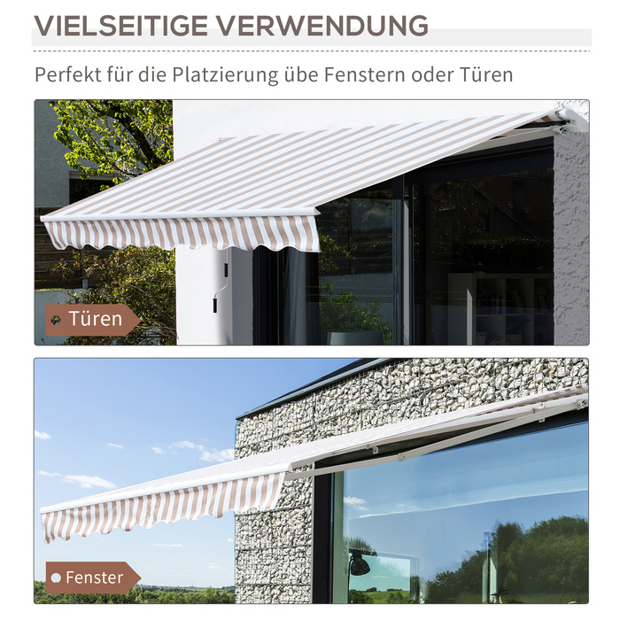 Маркіза з ручним підйомом, шарнірна маркіза, сонцезахист, настінний монтаж, балкон, алюмінієва конструкція Berge 3 x 2,5 м