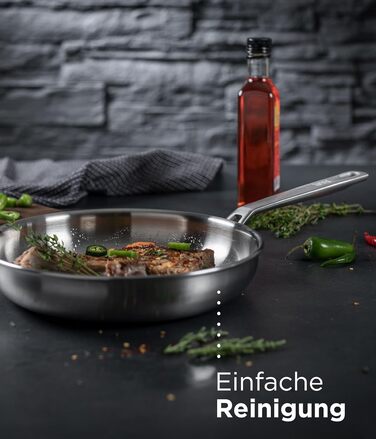 Сковорода KUHN RIKON CULINARY Fiveply 28 см, нержавіюча сталь, без антипригарного покриття, 5-шарове покриття