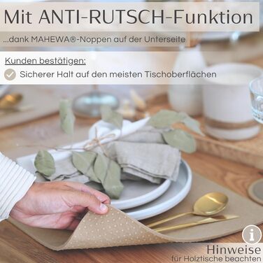 MAHEWA® Преміум комплект килимків на стіл з фетру (6 шт.) - антиковзаючі, миючі, для посуду (антрацит/коричневий, бежевий)