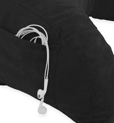 Підголовник для ліжка Deluxe Comfort з мікросуєду - м'яке крісло для читання та відпочинку з підлокітниками, чорний